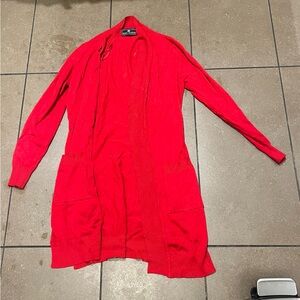 Vibrant Red Open Front Cardigan